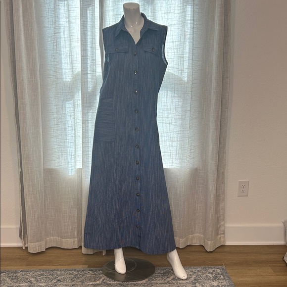 FRNCH Dresses & Skirts - FRNCH Sleeveless Denim Blue Maxi Dress